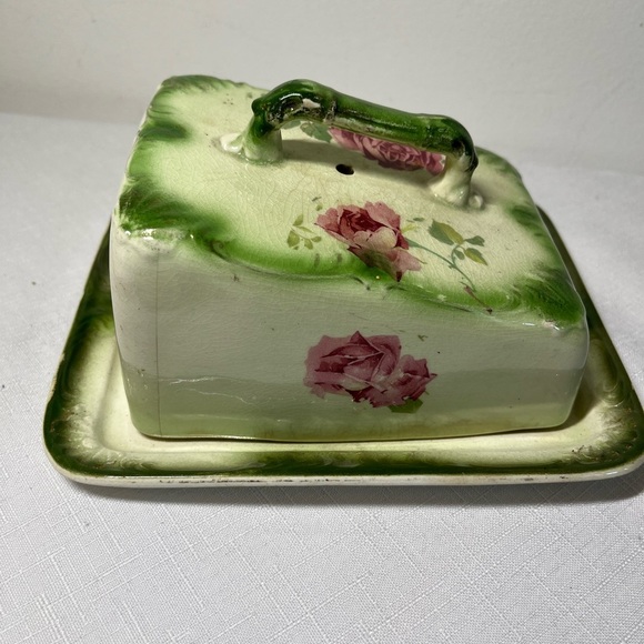 Antique G. Bros. Stoke-On-Trent Butter or cheese dish. Early 1900’s. Floral - Picture 4 of 11